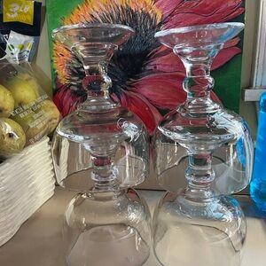 Set of 4 clear THICK :) glass vintage schooners Weiss goblet 32 oz